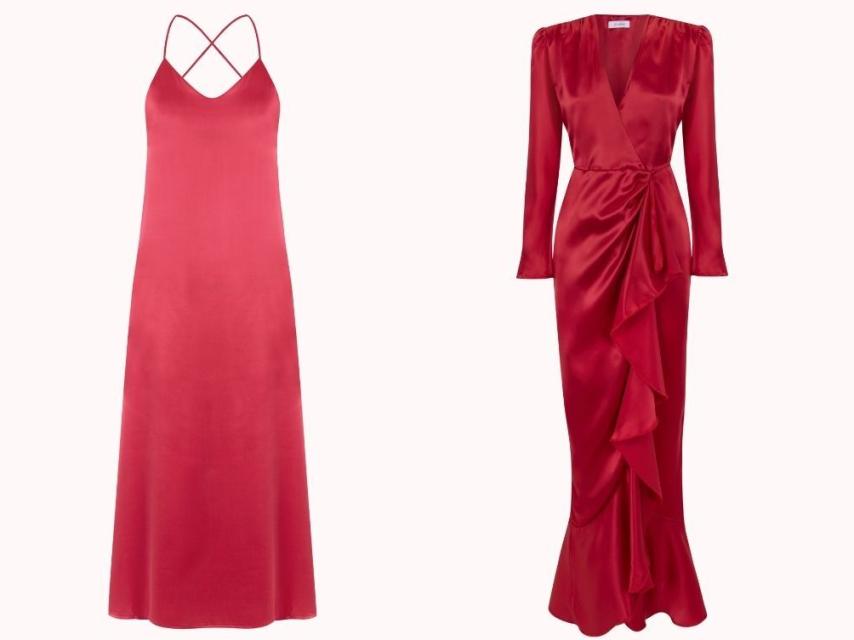 Diseños de Koahari. Vestido Red Oriwa -izquierda- (209 euros) y Vestido Hira (223 euros).