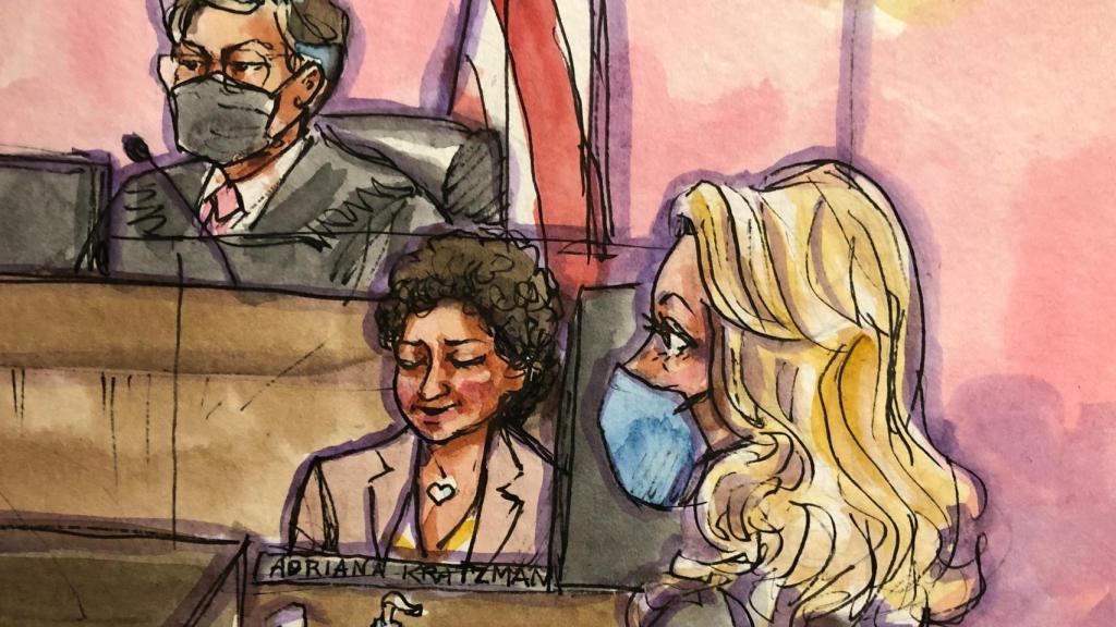 Ilustración de Elizabeth Holmes en el juzgado.