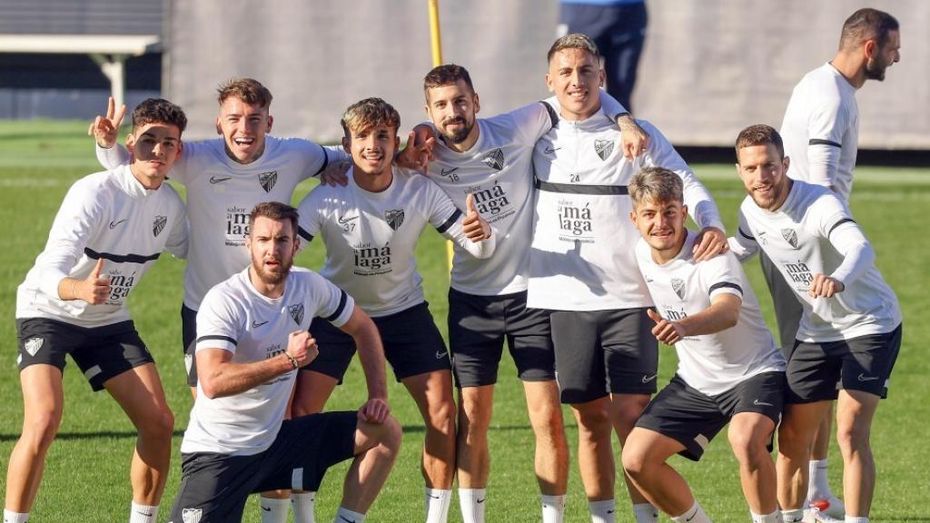 Jugadores del Málaga CF durante un entrenamiento.