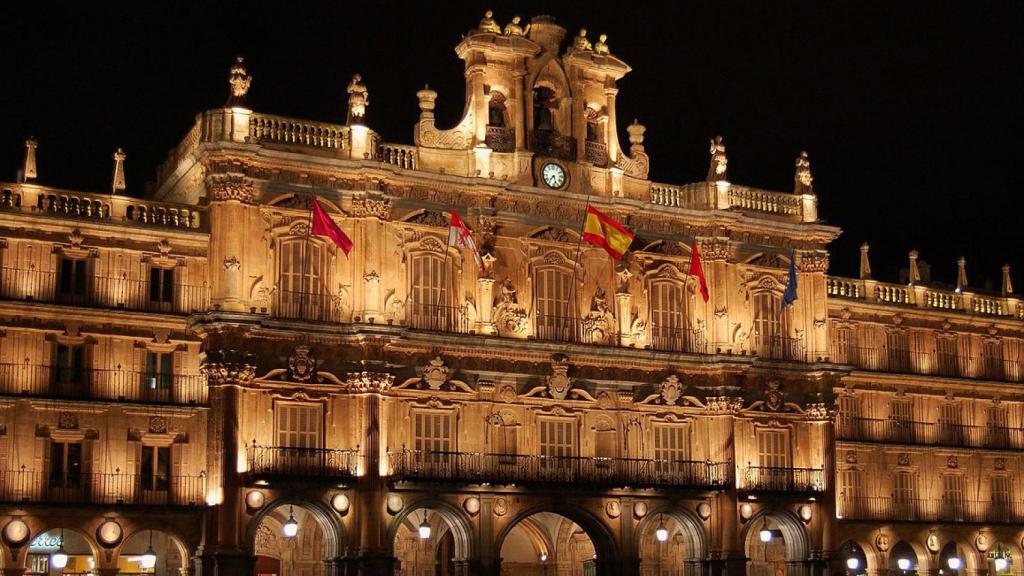 Vista nocturna de la Plaza Mayor