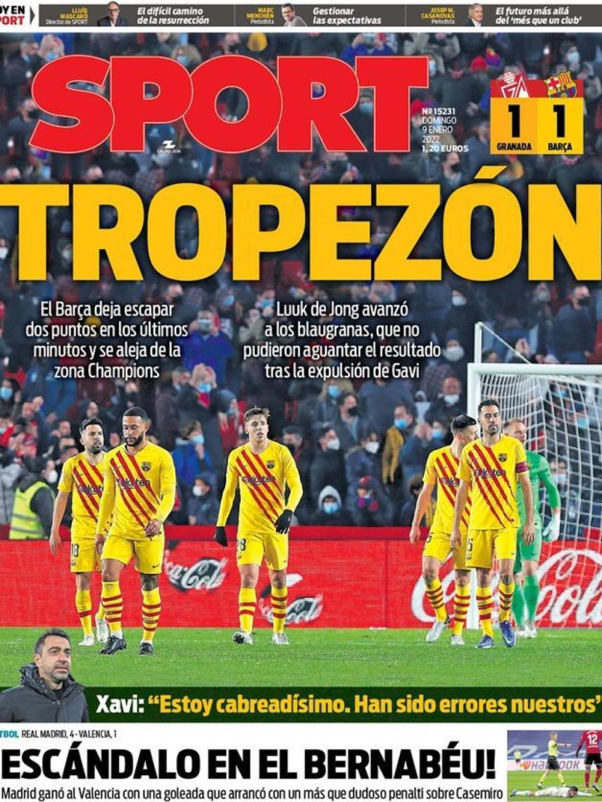 La portada del diario Sport (09/01/2022)