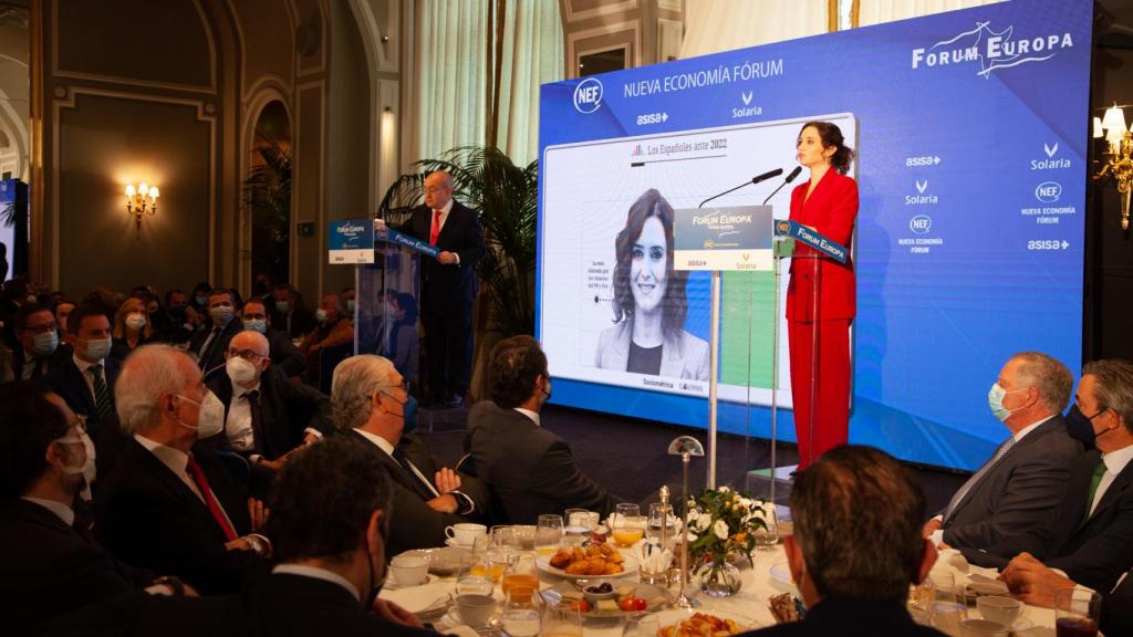Isabel Díaz Ayuso, en el desayuno organizado por Nueva Economía Fórum.
