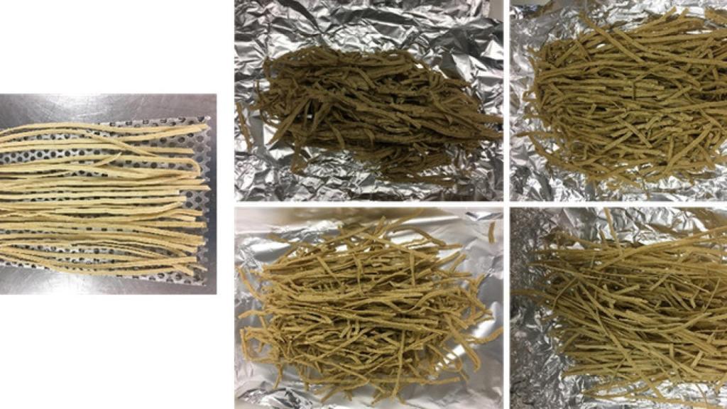 Figura 2. Pasta seca, enriquecida con polvos de germinados de moringa.