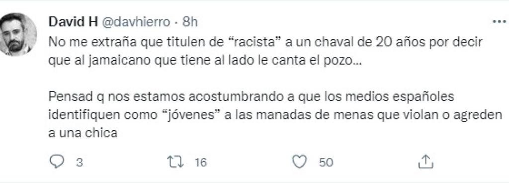 Tuit en el perfil de David Hierro