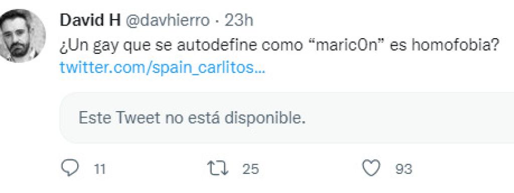 Tuit en el perfil de David Hierro