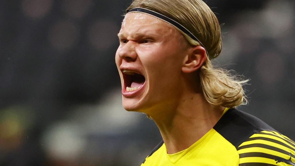 Erling Haaland, en un partido del Borussia Dortmund en la temporada 2021/2022