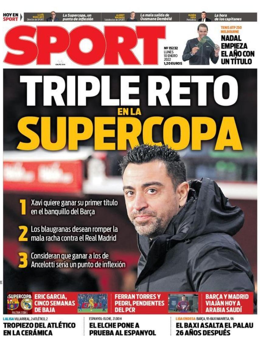 La portada del diario SPORT (10/01/2022)