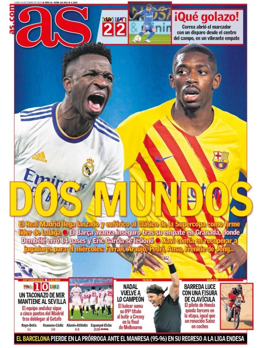 La portada del diario AS (10/01/2022)