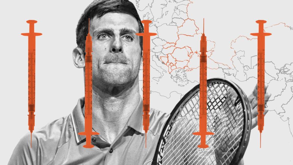 Novak Djokovic, rodeado de vacunas.