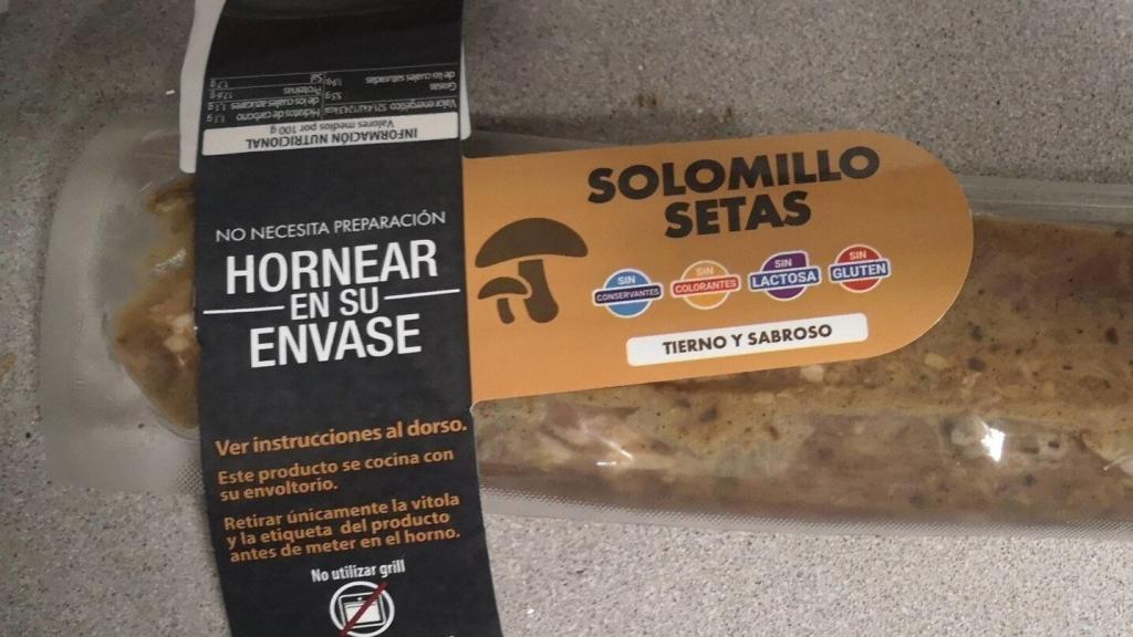 Solomillo de cerdo marinado con setas de Hacendado.