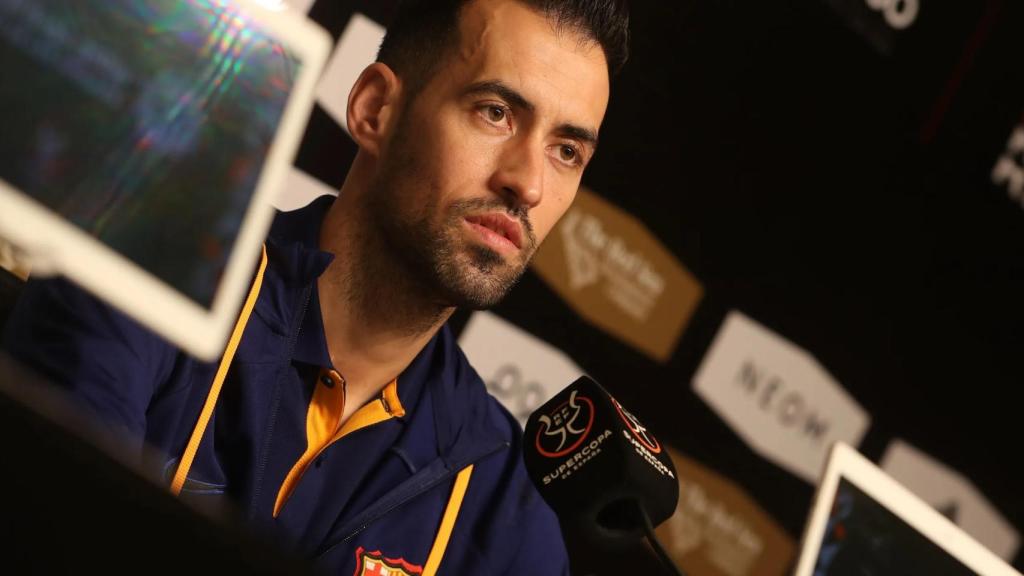Sergio Busquets, durante la rueda de prensa.