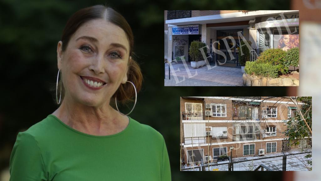 La actriz Verónica Forqué en montaje de EL ESPAÑOL junto a dos fotografías del que fue su domicilio en la calle Víctor de la Serna, en Madrid.