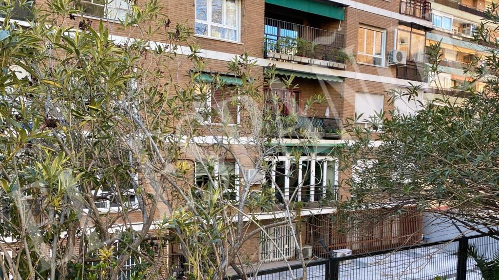 Otro enfoque de la parte trasera de la que fue vivienda de Verónica Forqué en Madrid.