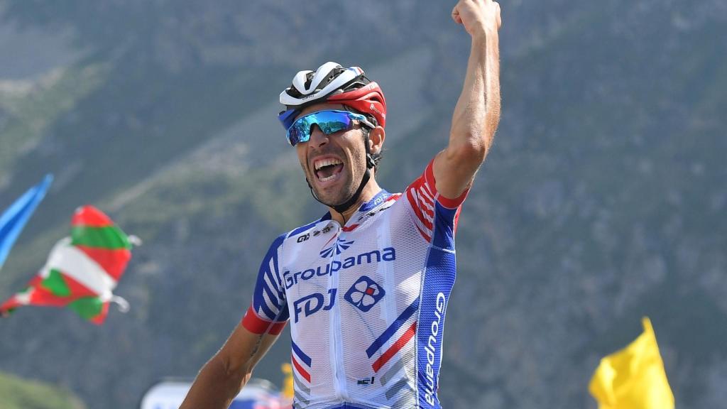 Thibaut Pinot celebra un triunfo en el Tourmalet.