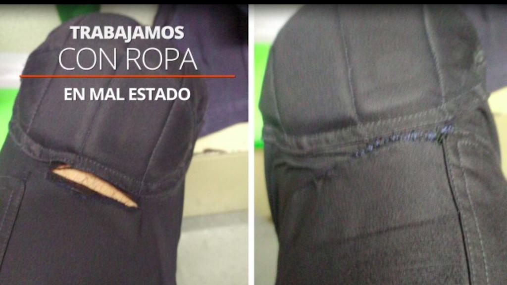 Imagen de un vídeo compartido por los agentes con ejemplos de la ropa en mal estado.
