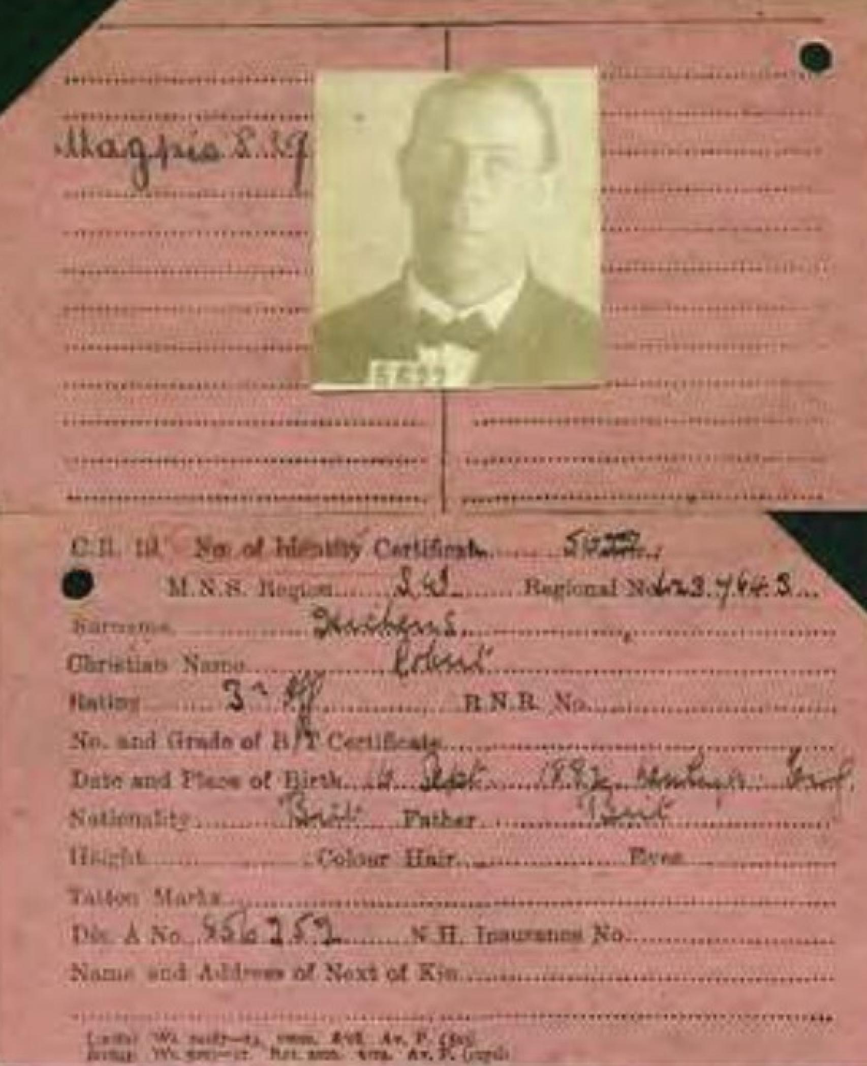 Ficha policial de Robert Hichens