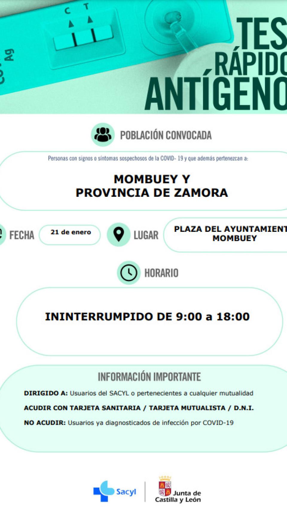 Convocatoria de antígenos en Zamora