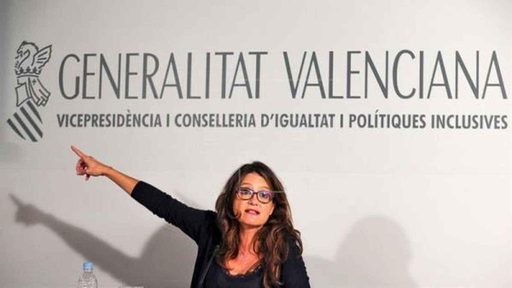 La vicepresidenta del Consell, Mónica Oltra, tras una reunión del Gobierno valenciano.
