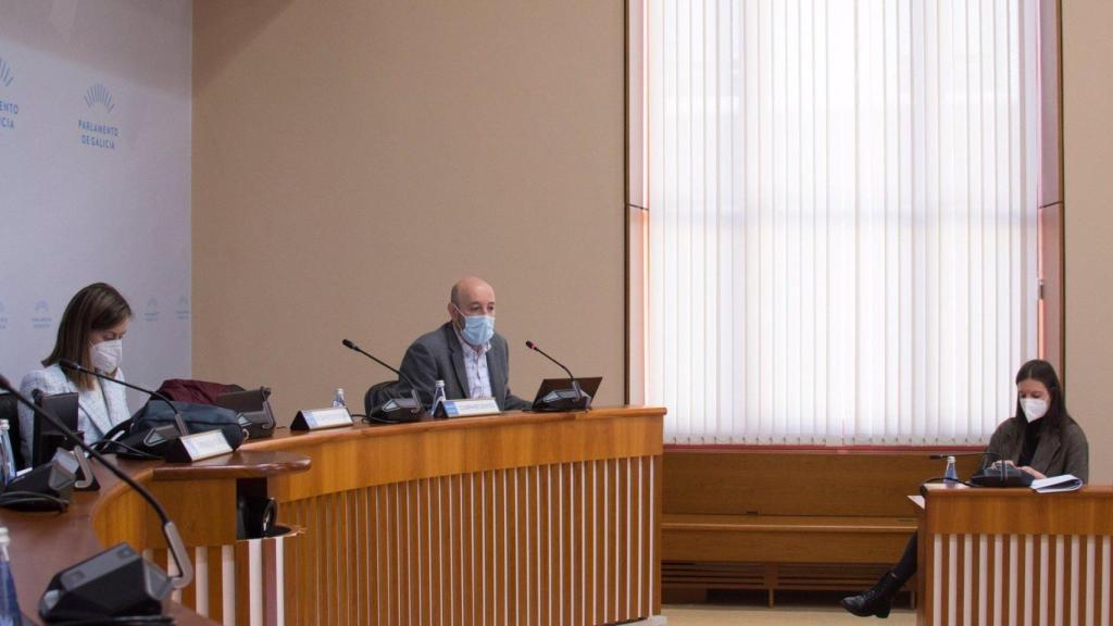 El profesor Diego Martínez López en la comisión de financiación del Parlamento gallego.