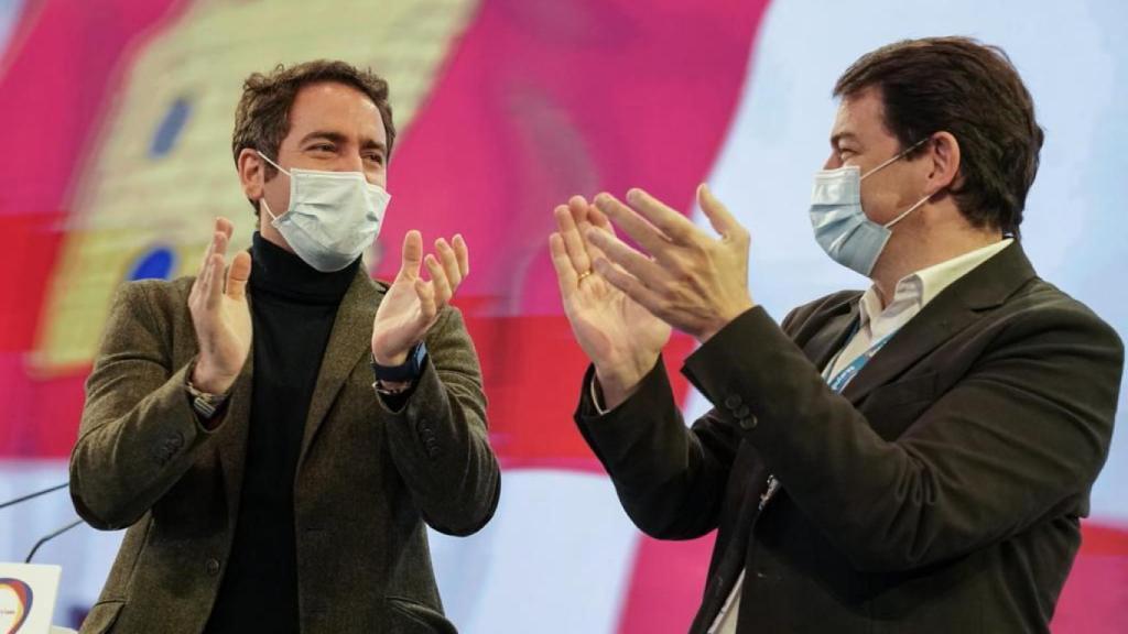 Teodoro García Egea y Alfonso Fernández Mañueco, este sábado en León.