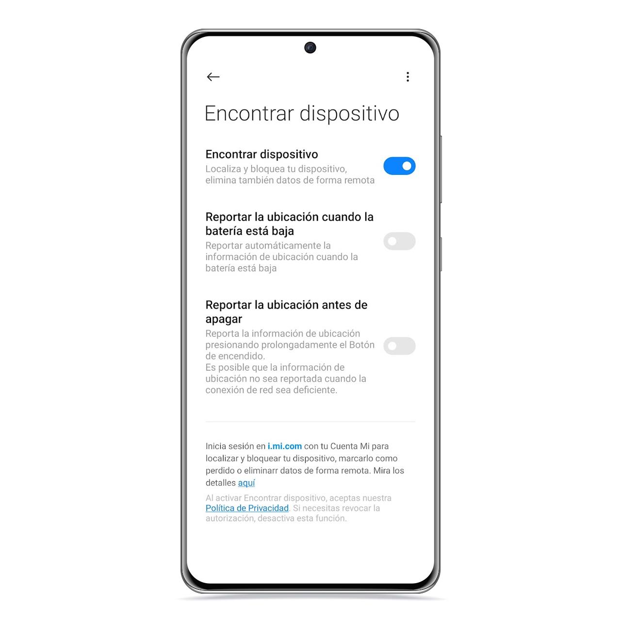 Encontrar dispositivo en Xiaomi