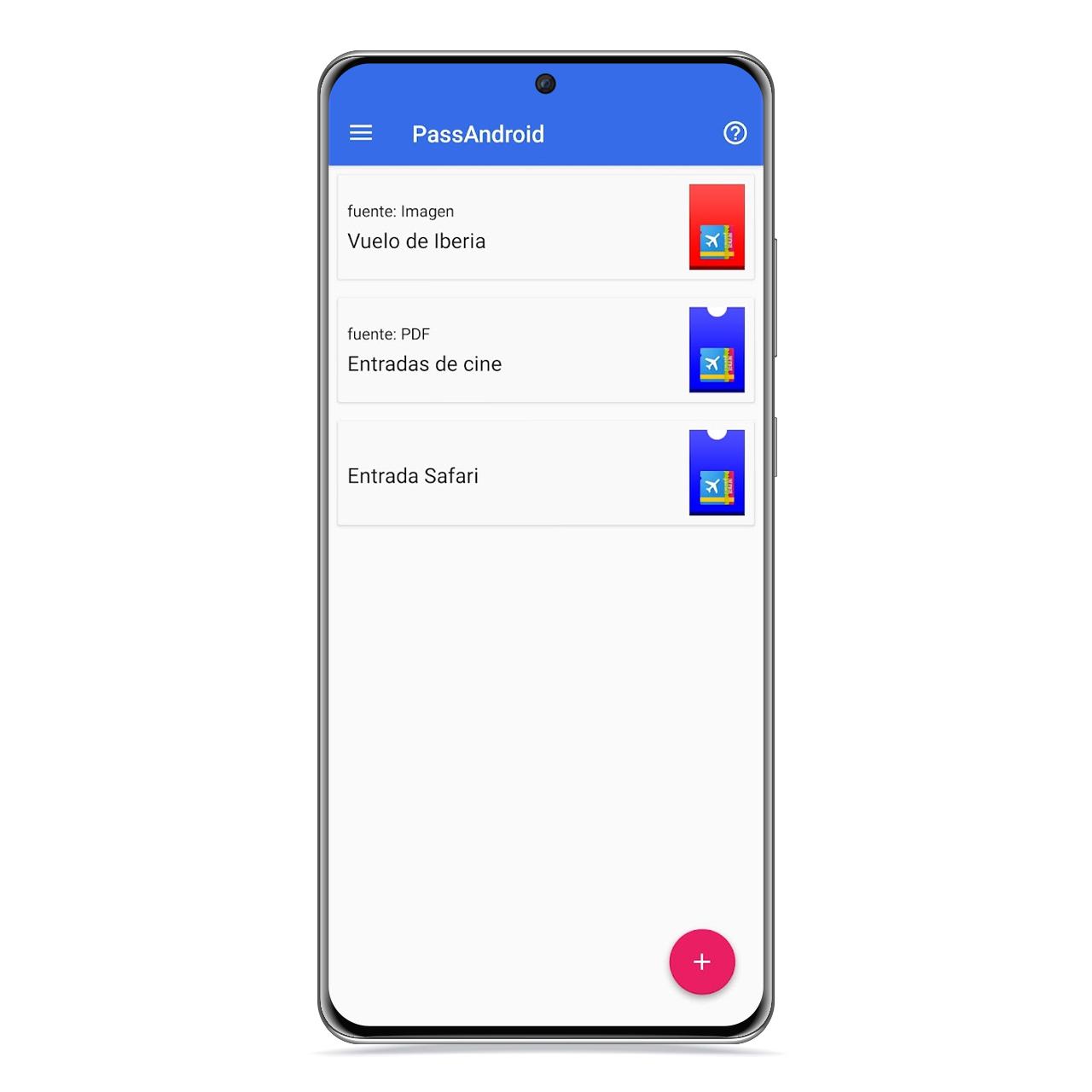 PassAndroid pantalla principal