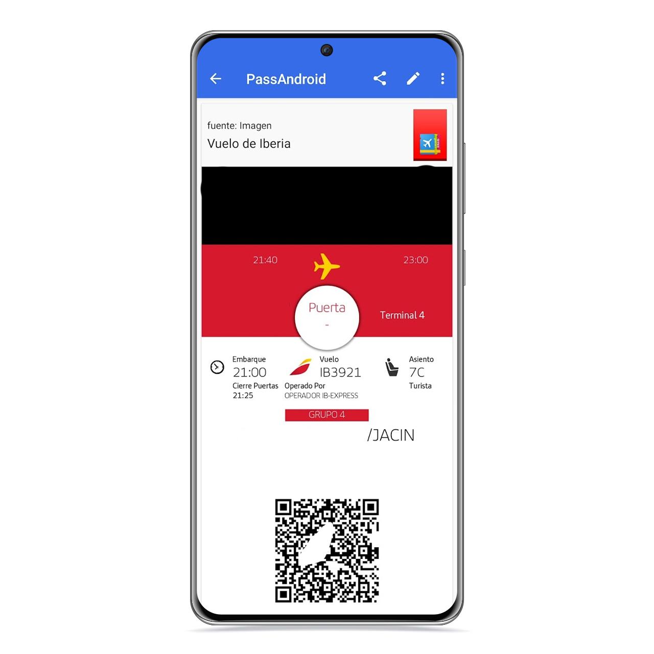 Vuelo en PassAndroid