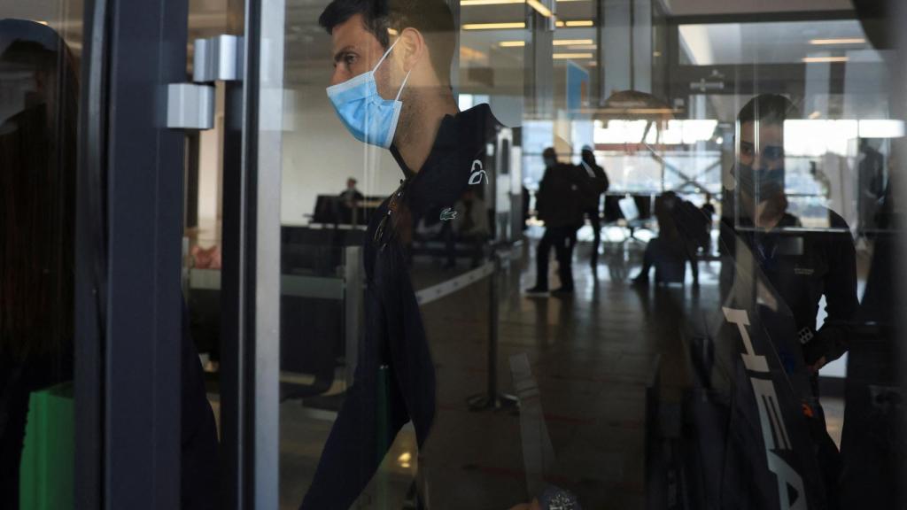 Novak Djokovic a su llegada a Serbia.