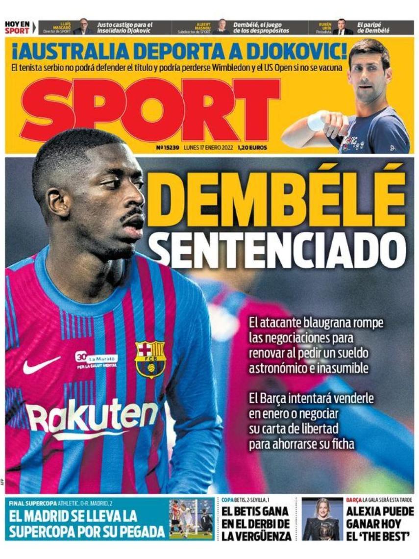 La portada del diario SPORT (17/01/2022)