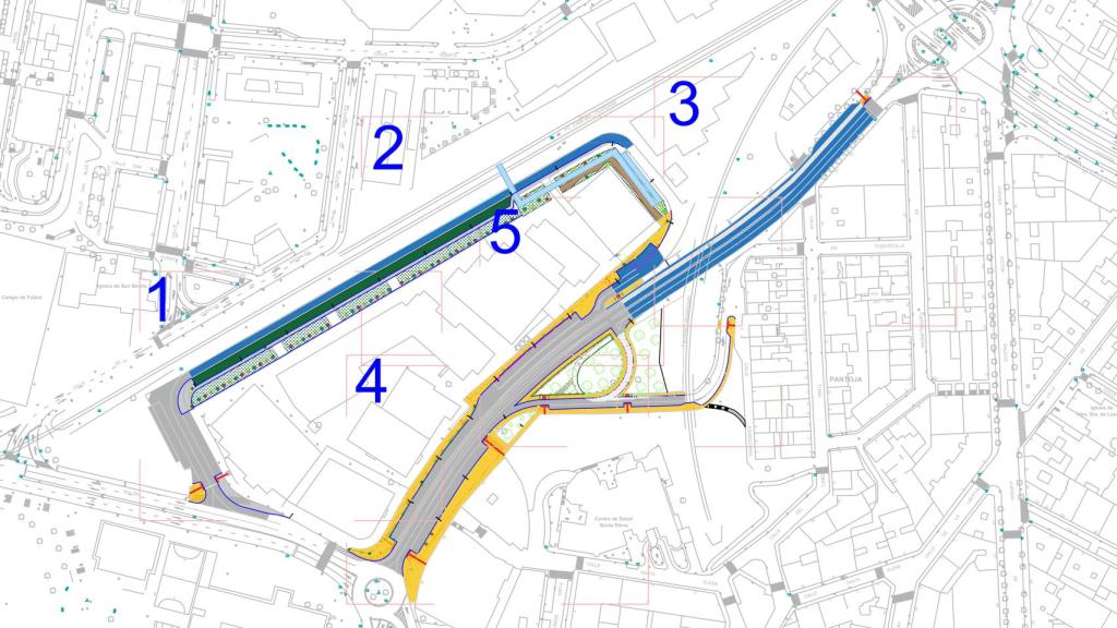 Plano calle Villalpando con carretera del Ferrocarril