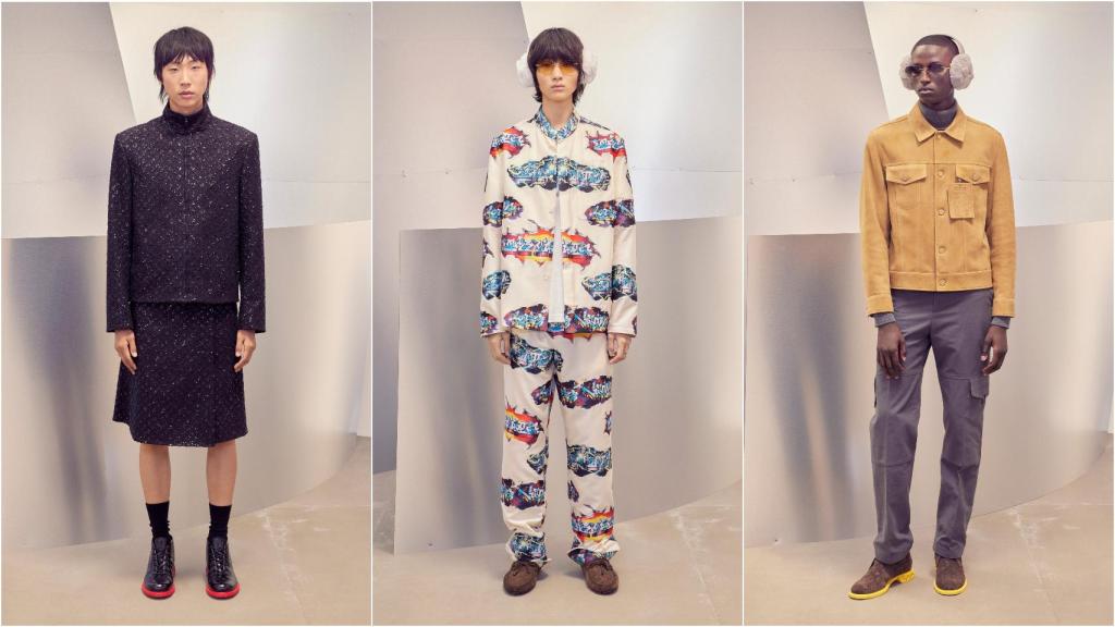 Modelos masculinos en el último desfile de Louis Vuitton.