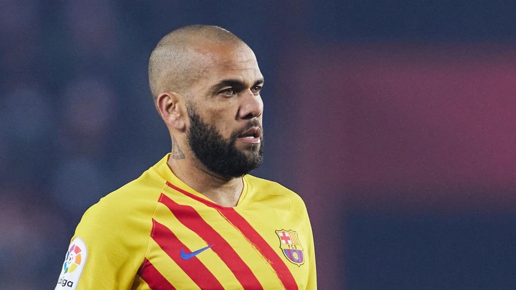 Dani Alves, en un partido del Barcelona de la temporada 2021/2022