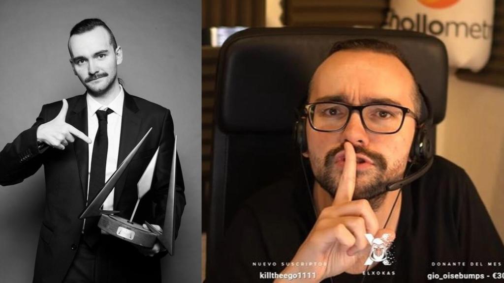 El Xokas con el premio y una captura de uno de sus streamings