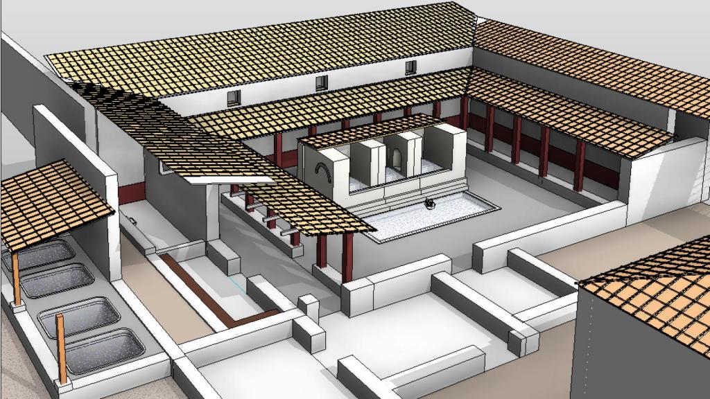 Recreación de la villa romana encontrada bajo el Museo Thyssen de Málaga.