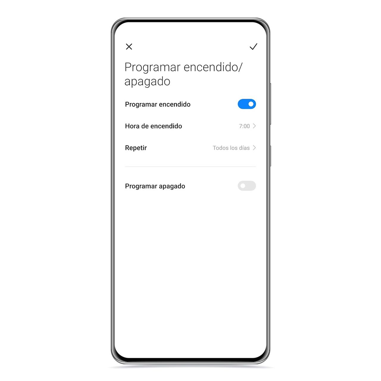 Programar encendido y apagado en Xiaomi