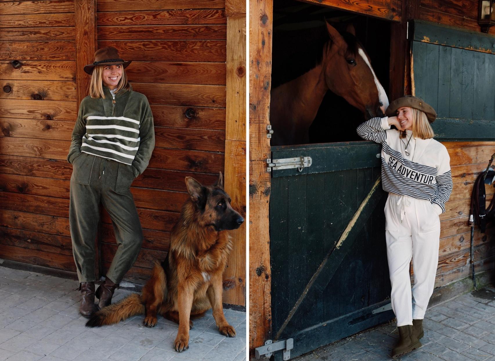 Lucía Bárcena con dos de los 'looks' que utilizó recientemente en el campo.