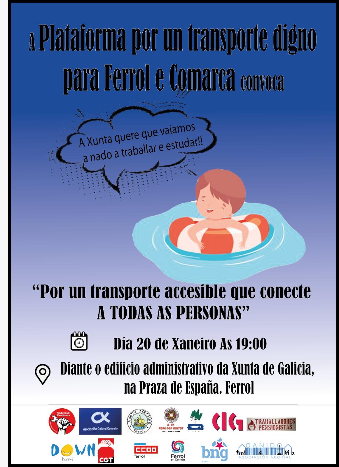 Cartel convocatoria manifestación. Fuente: Plataforma Transporte.