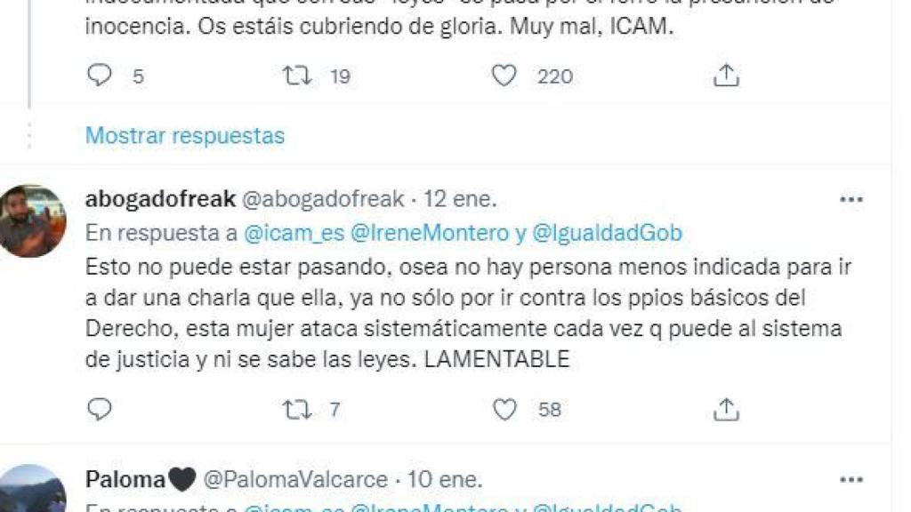 Criticas al Colegio de Abogados de Madrid./