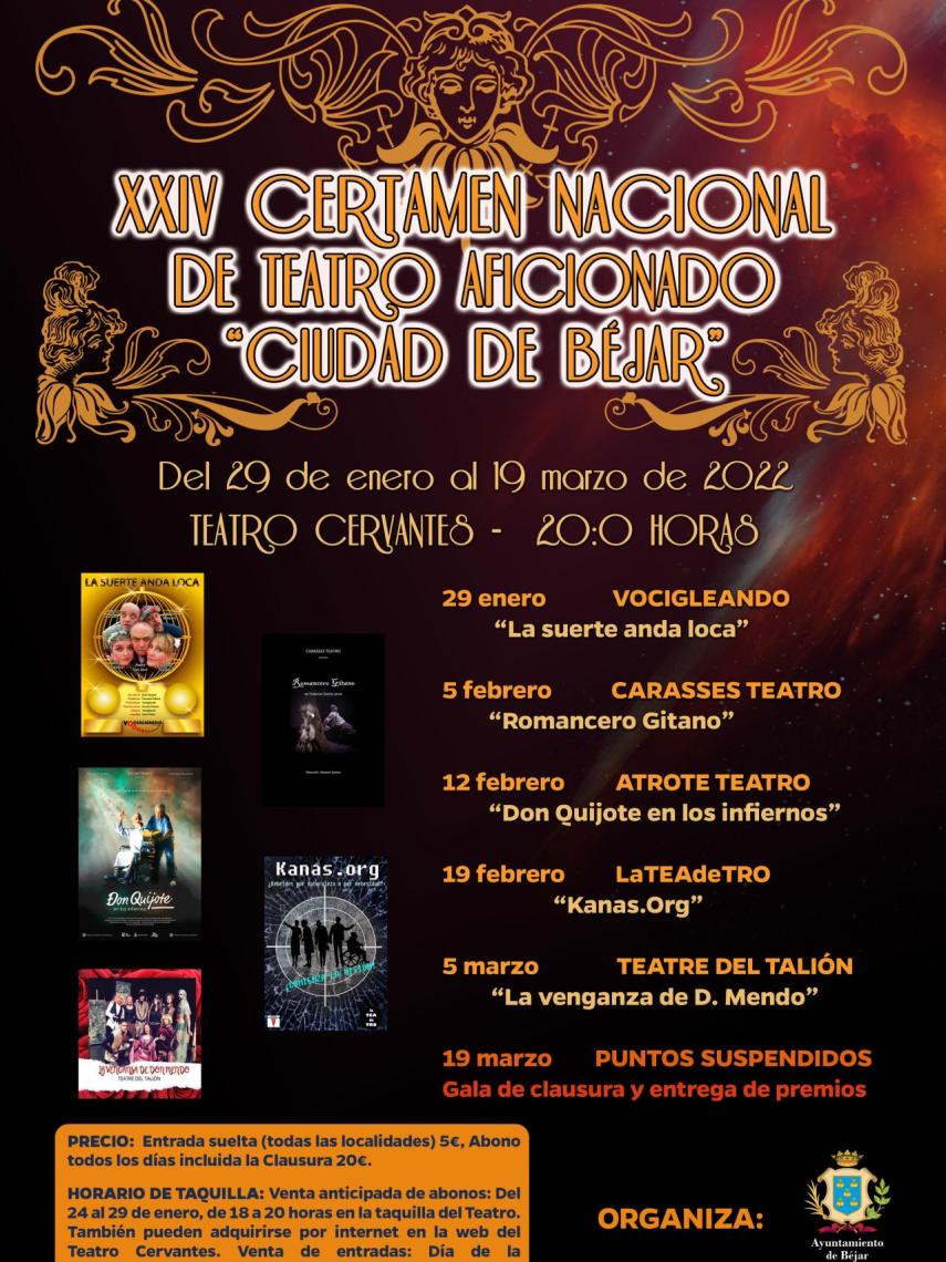 CARTEL 24 CERTAMEN NACIONAL TEATRO AFICIONADOS CIUDAD DE BÉJAR 2022
