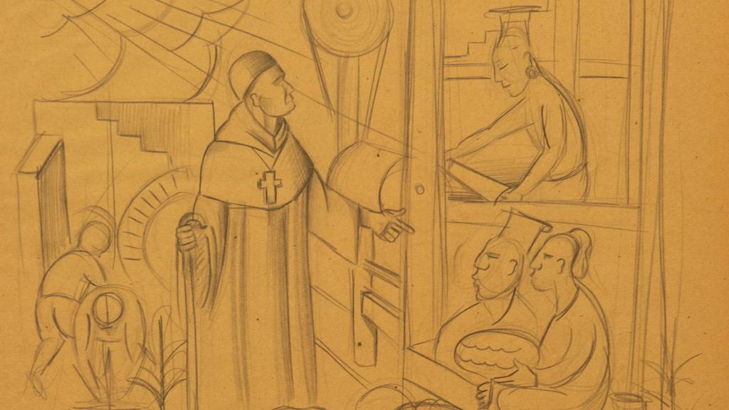 Boceto de Diego Rivera para la segunda grisalla