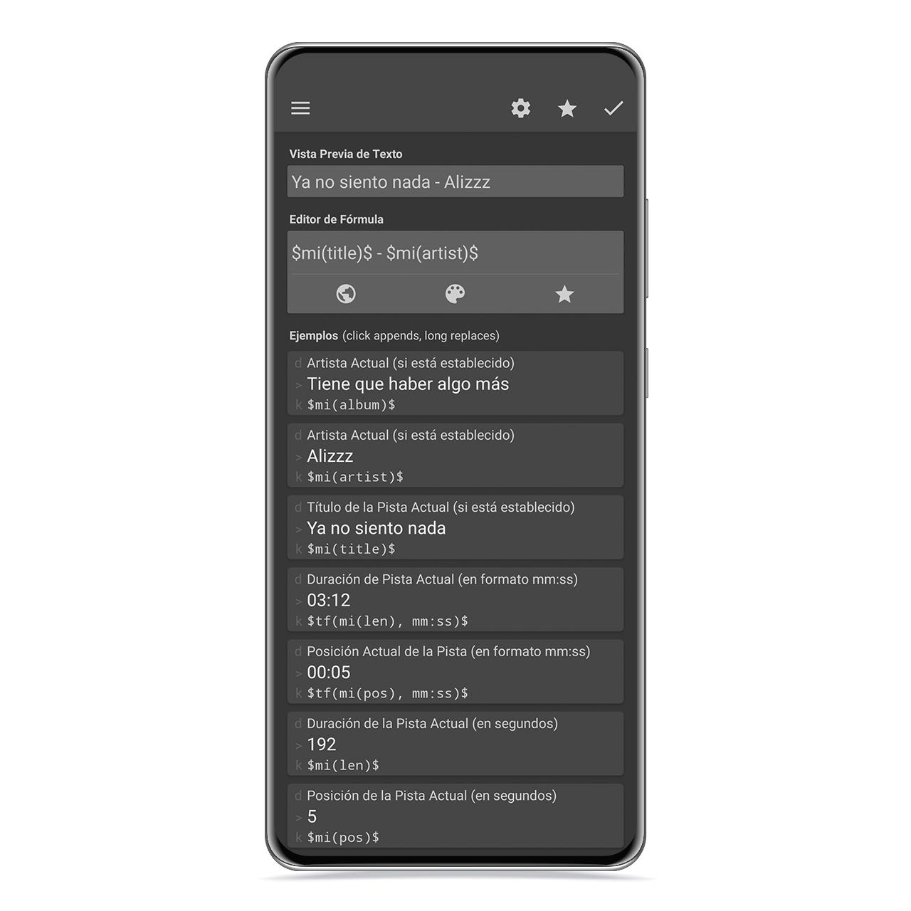 Fórmula de widget de KWGT