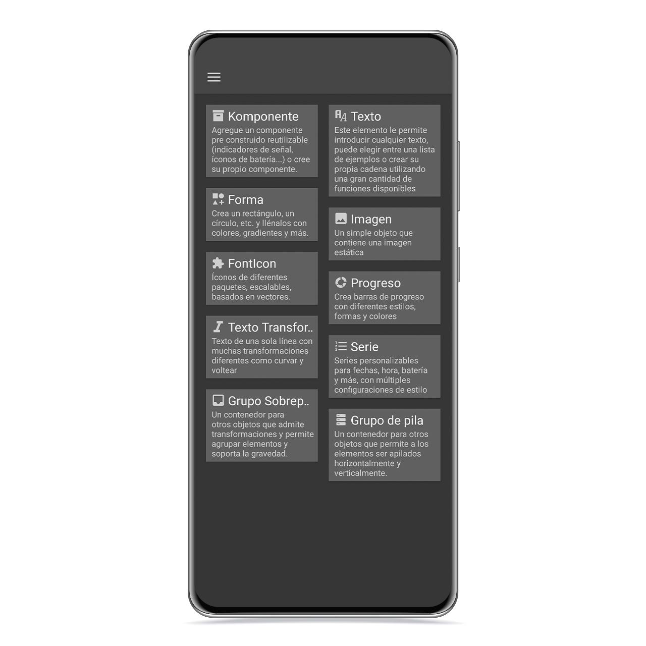 Añadir elemento al widget en KWGT