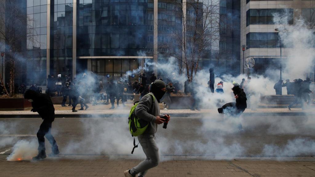 Disturbios en la manifestación de Bruselas