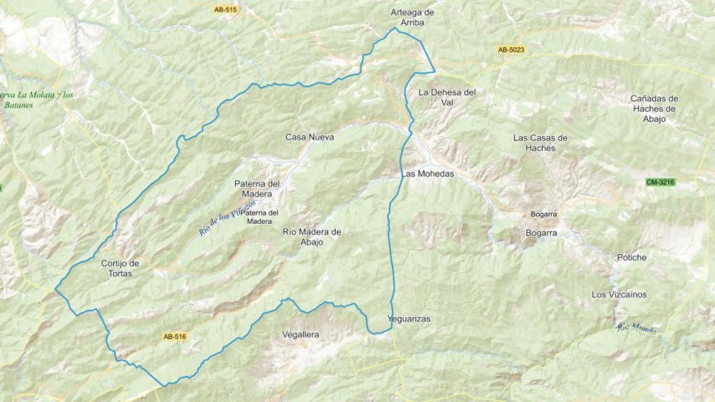 Vista aérea del municipio de Paterna del Madera, en Albacete