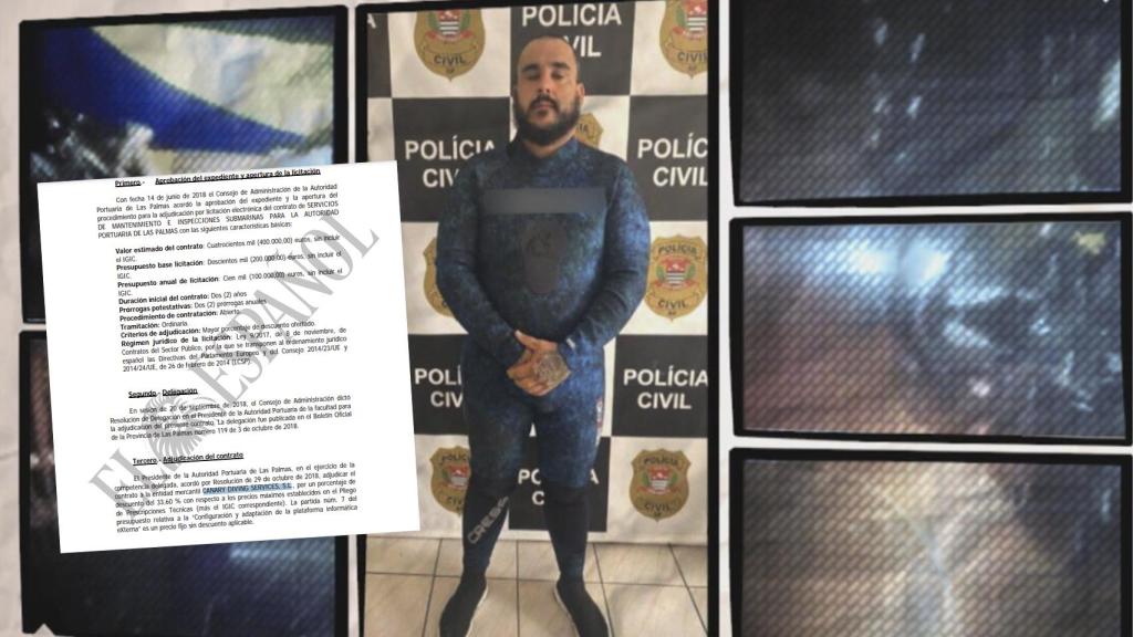 Giménez, tras ser detenido por la Policía Federal brasileña, y el contrato de su empresa.