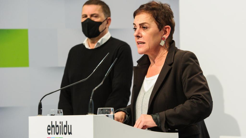 La portavoz en el Congreso, Mertxe Aizpurua y el coordinador general de EH Bildu, Arnaldo Otegi. EP