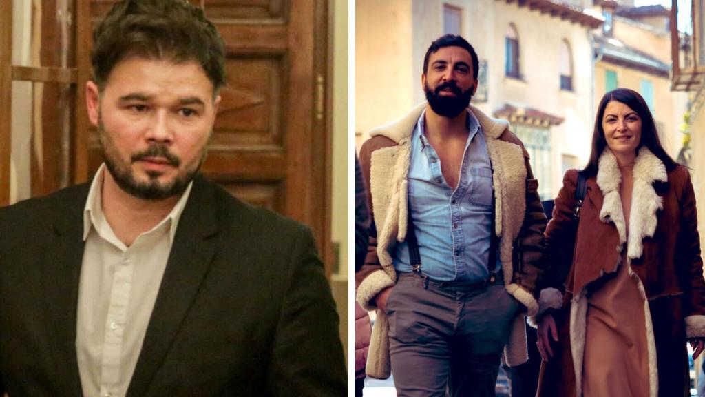 Fotomontaje de Rufián y una de las fotos de Vox.