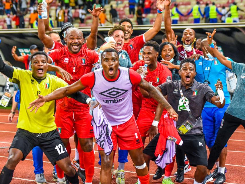 Celebración de la victoria contra Argelia