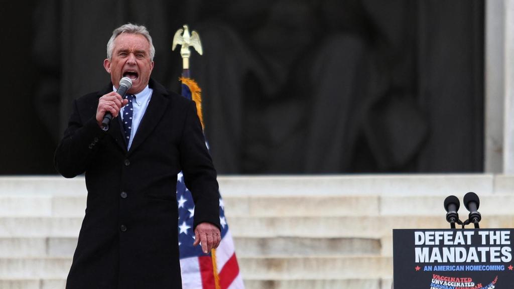 Robert F. Kennedy Jr durante el discurso que ofreció este domingo junto al monumento a Abraham Lincoln.