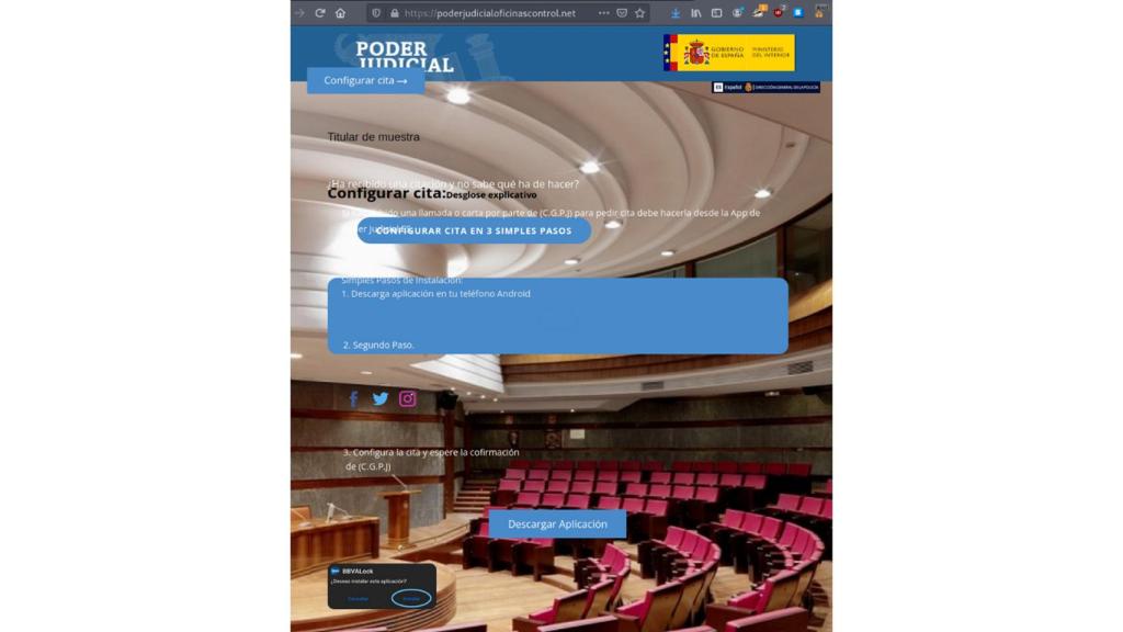 Página web fraudulenta.